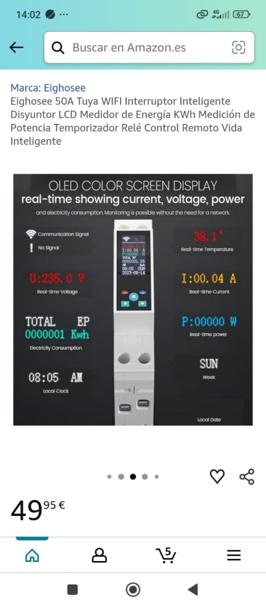 Medidor de Energía Eighosee 50A WiFi