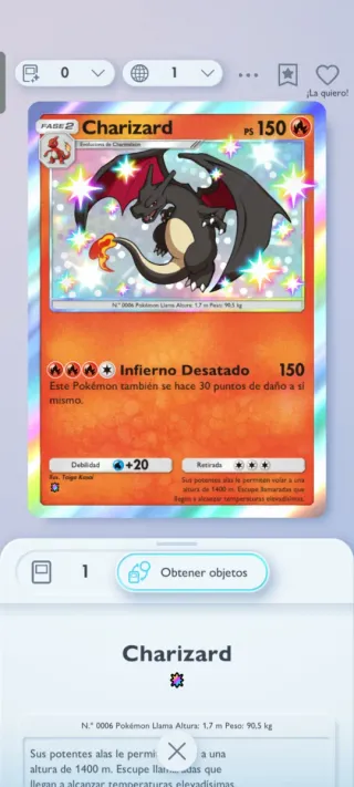 Cromo Pokémon Charizard Fase 2 PS 150