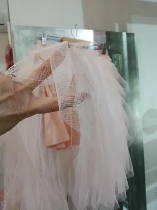 Falda midi tul rosa palo Talla M