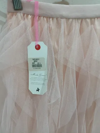 Falda midi tul rosa palo Talla M