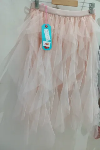 Falda midi tul rosa palo Talla M