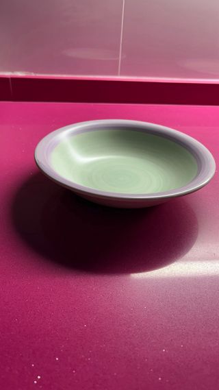 Vajilla 12 servicios cerámica verde y morado