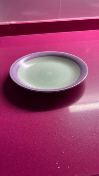 Vajilla 12 servicios cerámica verde y morado