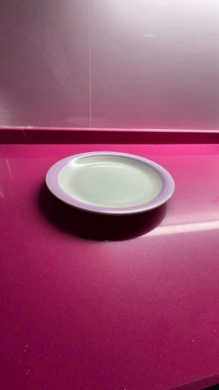 Vajilla 12 servicios cerámica verde y morado