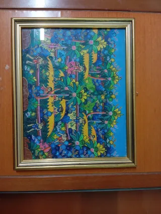 Quadro decorativo con cornice dorata