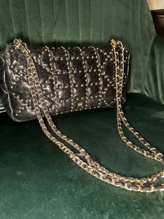 Bolso Purificación García Piel Negro plateado