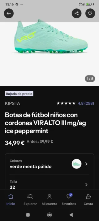 Botas de fútbol Talla 37 MG/AG