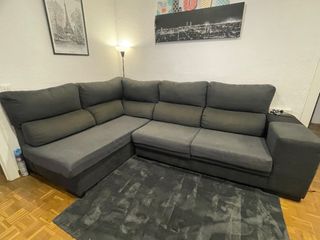 Sofá rinconera gris tela