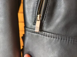 Cazadora Piel Negra Massimo Dutti Talla S