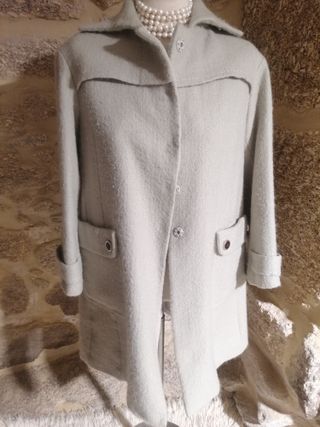 Abrigo lana y mohair topo