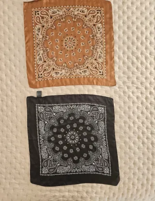 Pañuelo cachemir negro y pañuelo marron