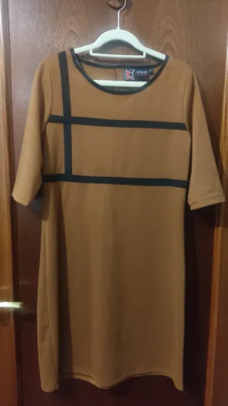 Vestido elegante, Talla M, Negro y Marrón