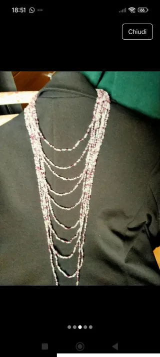 Collana vintage perline viola e bianche