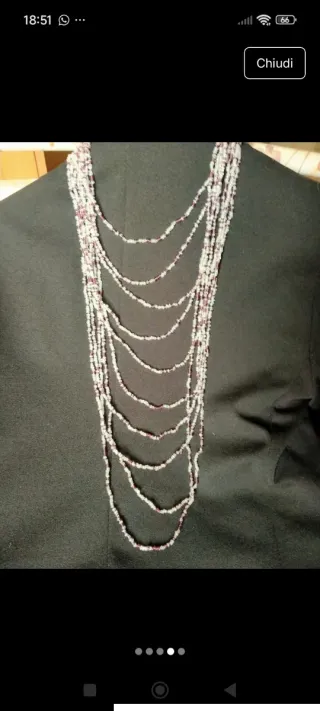 Collana vintage perline viola e bianche