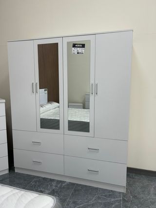 armario ropero de 4 puertas blanco + espejo NUEVO
