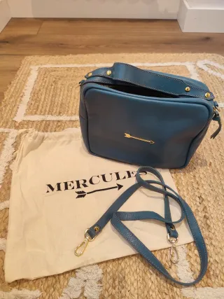 Bolso Mercules Piel Azul Dorado