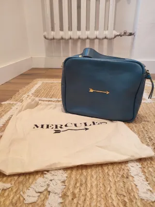 Bolso Mercules Piel Azul Dorado