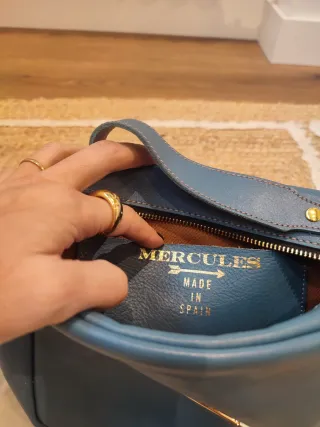 Bolso Mercules Piel Azul Dorado
