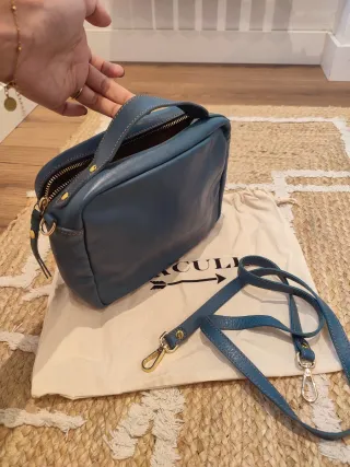 Bolso Mercules Piel Azul Dorado