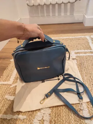 Bolso Mercules Piel Azul Dorado