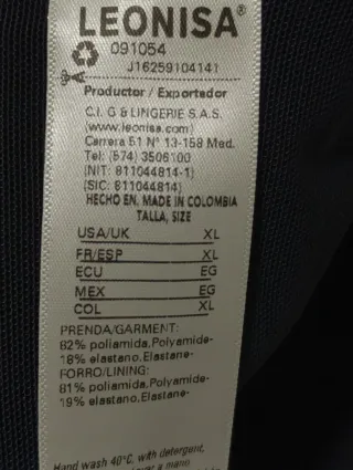 Leonisa Sujetador sin Aro Talla XL Negro