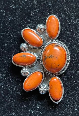 Pendientes abanico piedras naranjas