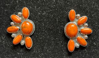 Pendientes abanico piedras naranjas