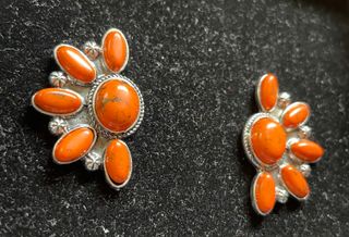 Pendientes abanico piedras naranjas