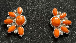 Pendientes abanico piedras naranjas