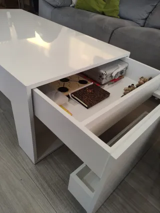 Mesa de centro blanca brillo alta calidad