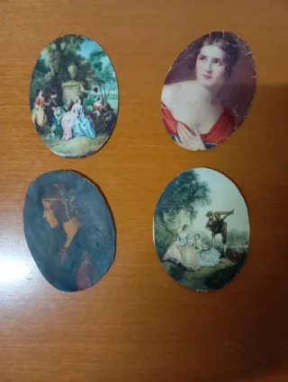 4 Stampe Ovali Antiche Scene Romantiche