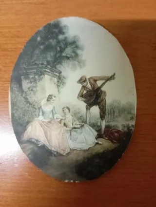 4 Stampe Ovali Antiche Scene Romantiche