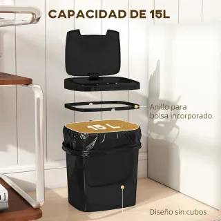 Cubo Basura Cocina Sensor 15L
