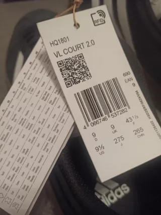 Adidas VL Court 2.0 Hombre Talla 43 1/3