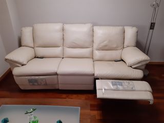 Sofá Piel Relax Eléctrico 3 Plazas Beige