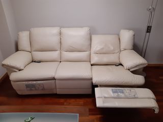 Sofá Piel Relax Eléctrico 3 Plazas Beige