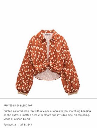 Blusa Zara Estampada Lino