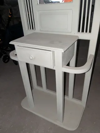 Mueble recibidor espejo colgadores cajón