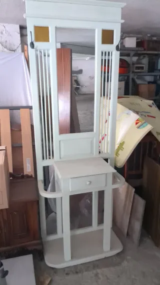 Mueble recibidor espejo colgadores cajón
