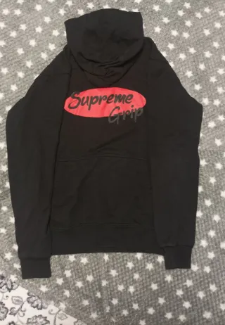 Sudadera Supreme Negra con Logo Ovalado