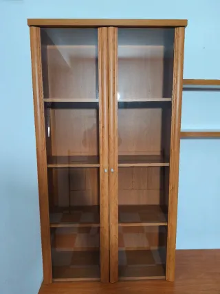 Mueble de salón modular madera y cristal