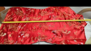 Disfraz mujer, vestido corto china, rojo y dorado