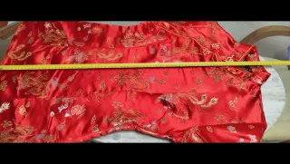 Disfraz mujer, vestido corto china, rojo y dorado