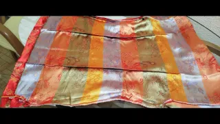 Disfraz mujer, vestido corto china, rojo y dorado