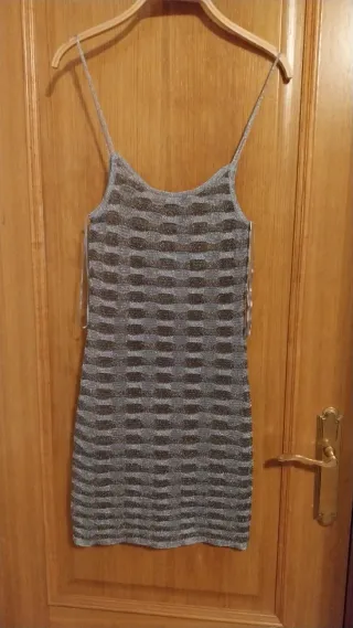 Vestido Zara Mini Hilo Metalizado Talla XS