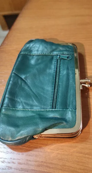 Monedero piel clásico verde