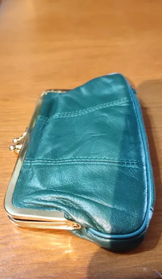 Monedero piel clásico verde