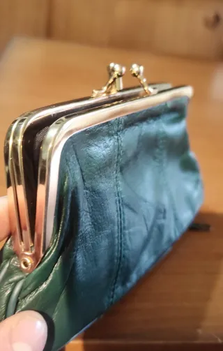 Monedero piel clásico verde