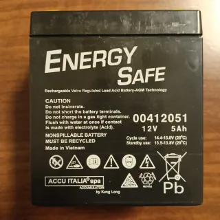 2 Batterie Ricaricabili Energy Safe 12V 5Ah