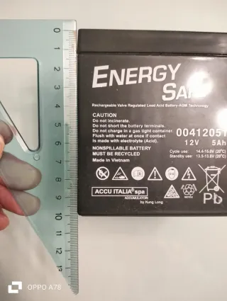 2 Batterie Ricaricabili Energy Safe 12V 5Ah